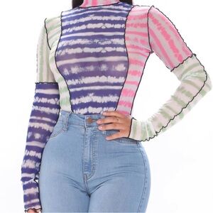 Fashion Nova Vibrant Striped Long Sleeve Top